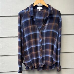 Women's Plaid Button-Up Top, Cloth & Stone, XL